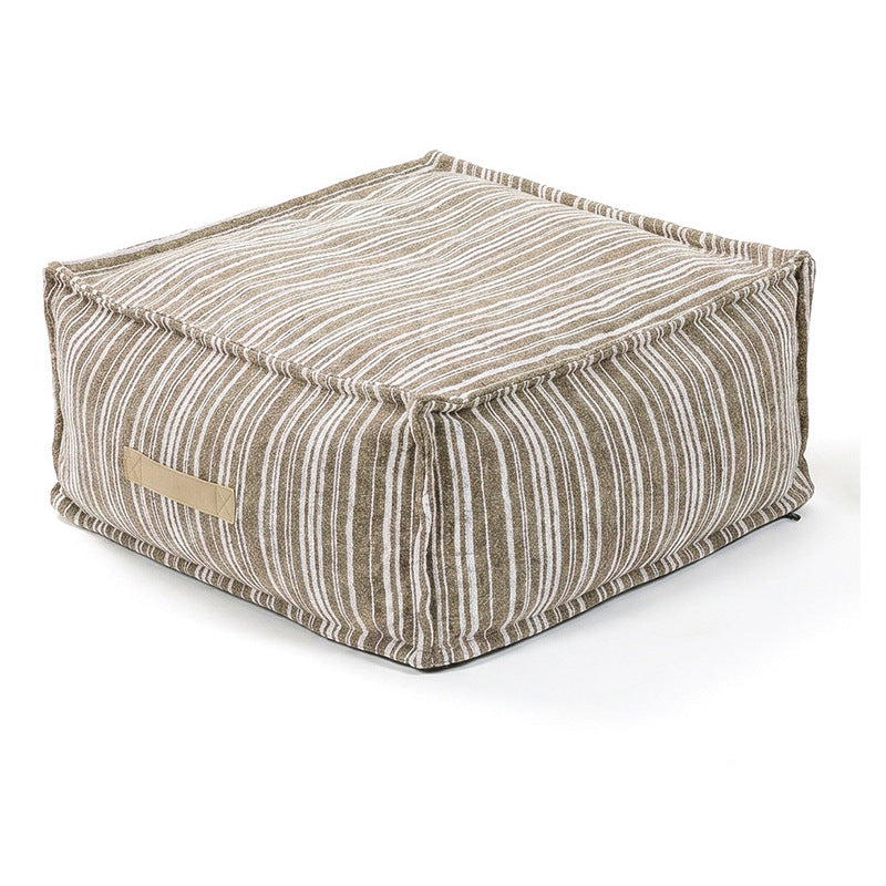 Off-white corduroy stripe floor cushion dog bed, 80 x 80 x 30 cm deep