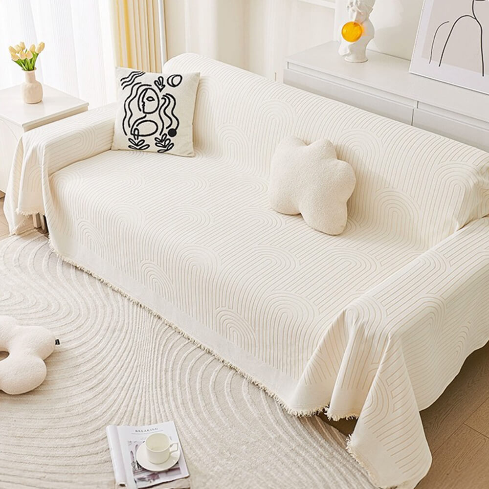 Chic Minimalist Arch Motif Chenille Throw Couch Cover — Scratch-Resistant & Ultra-Soft Comfort
