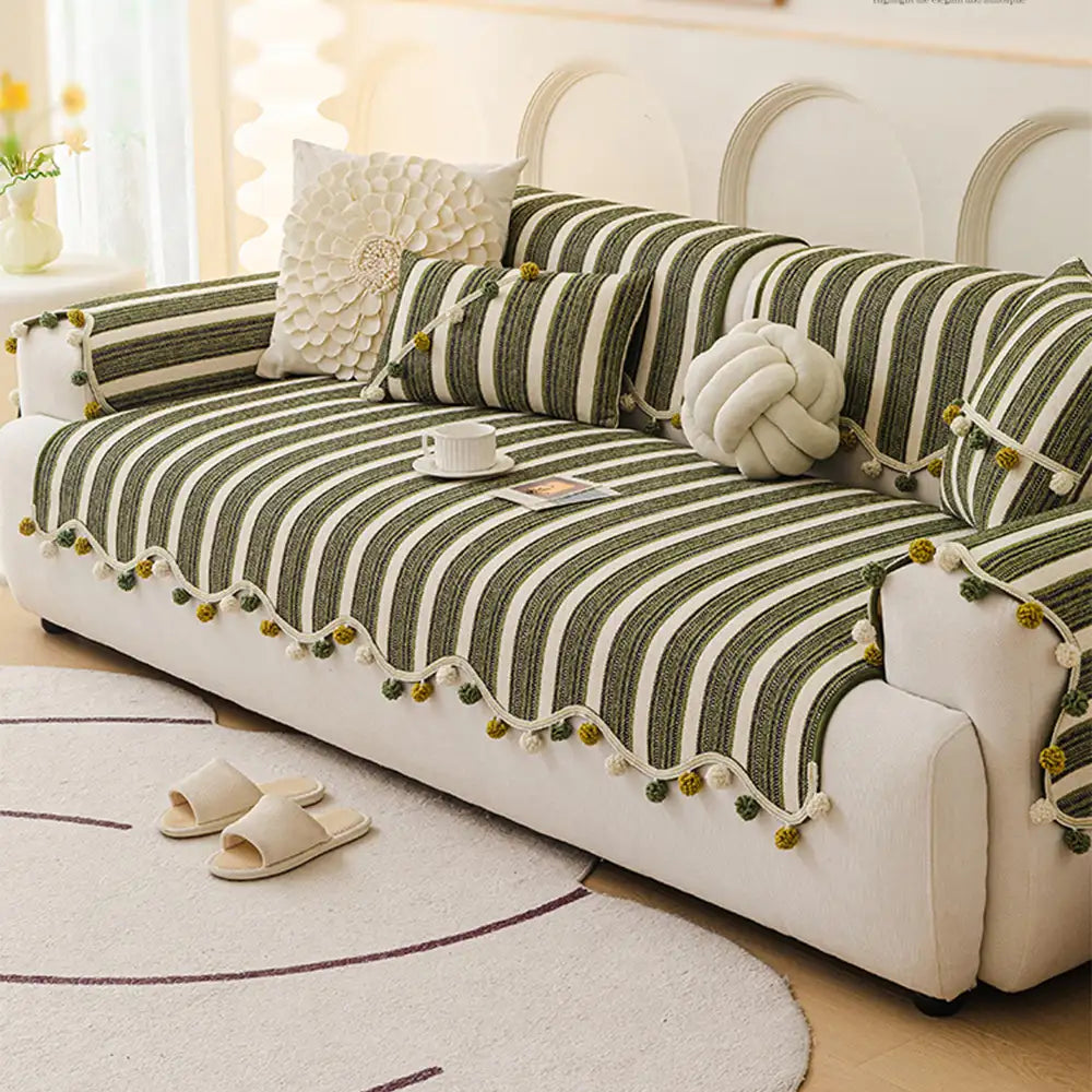 Chenille Sofa Cover – Irregular Color-Contrast, Skin-Friendly, Non-Slip Protection for Your Couch