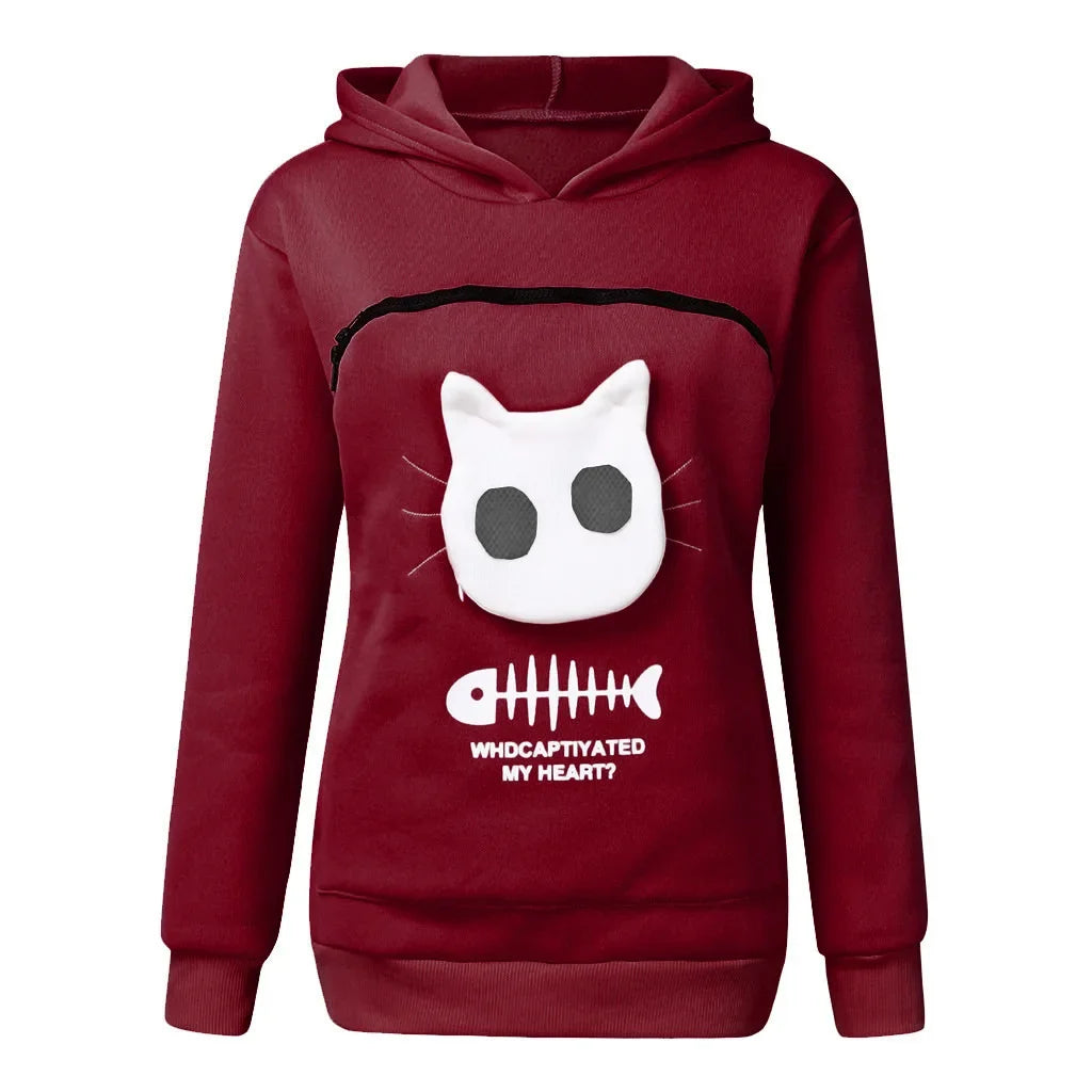 Cozy "Kangaroo" Unisex Sweatshirt for Cat and Dog Lovers with Fleece-Lined Cuddle Pocket
