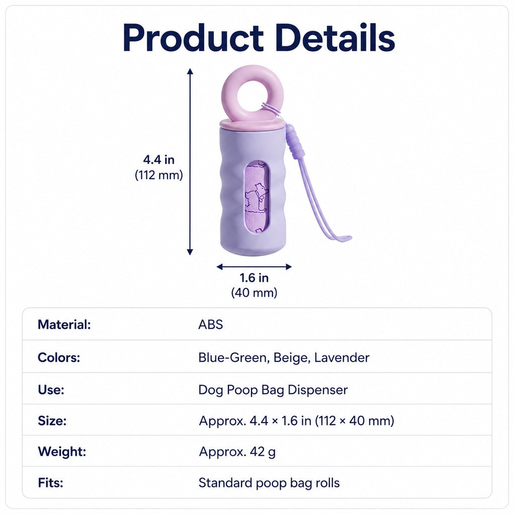 Dog Poop Bag Dispenser, Clip-On Leash Waste Bag Holder