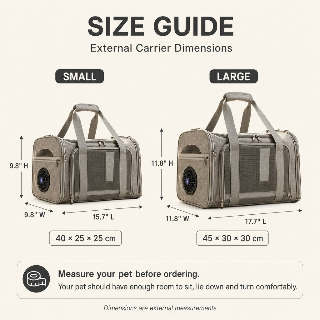 Cat Carrier with Fan for Vet Visits & Road Trips, Soft Sided