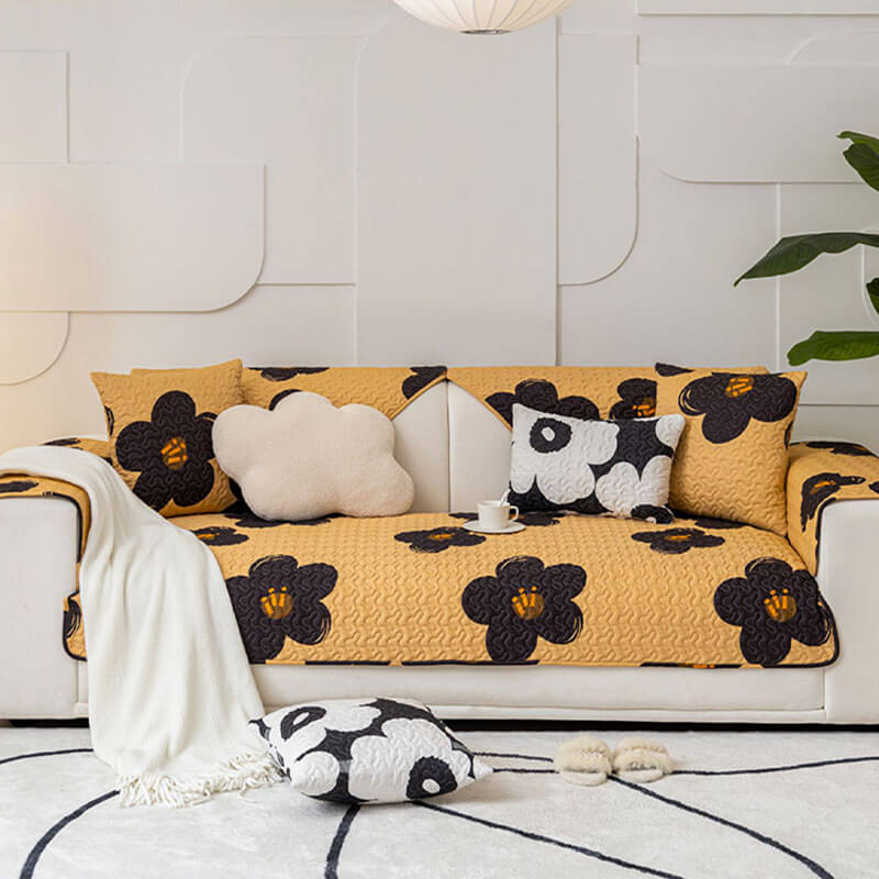 Caramel Macchiato Cotton Non-Slip Sofa Slipcover