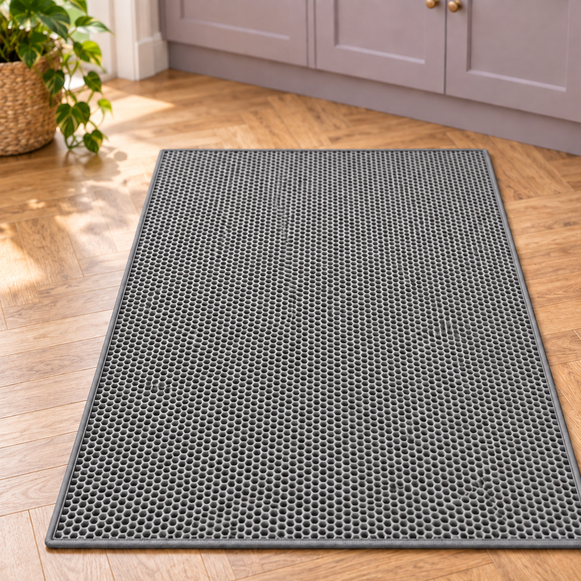 Smart Double-Layer Honeycomb Litter Mat for Clean Floors