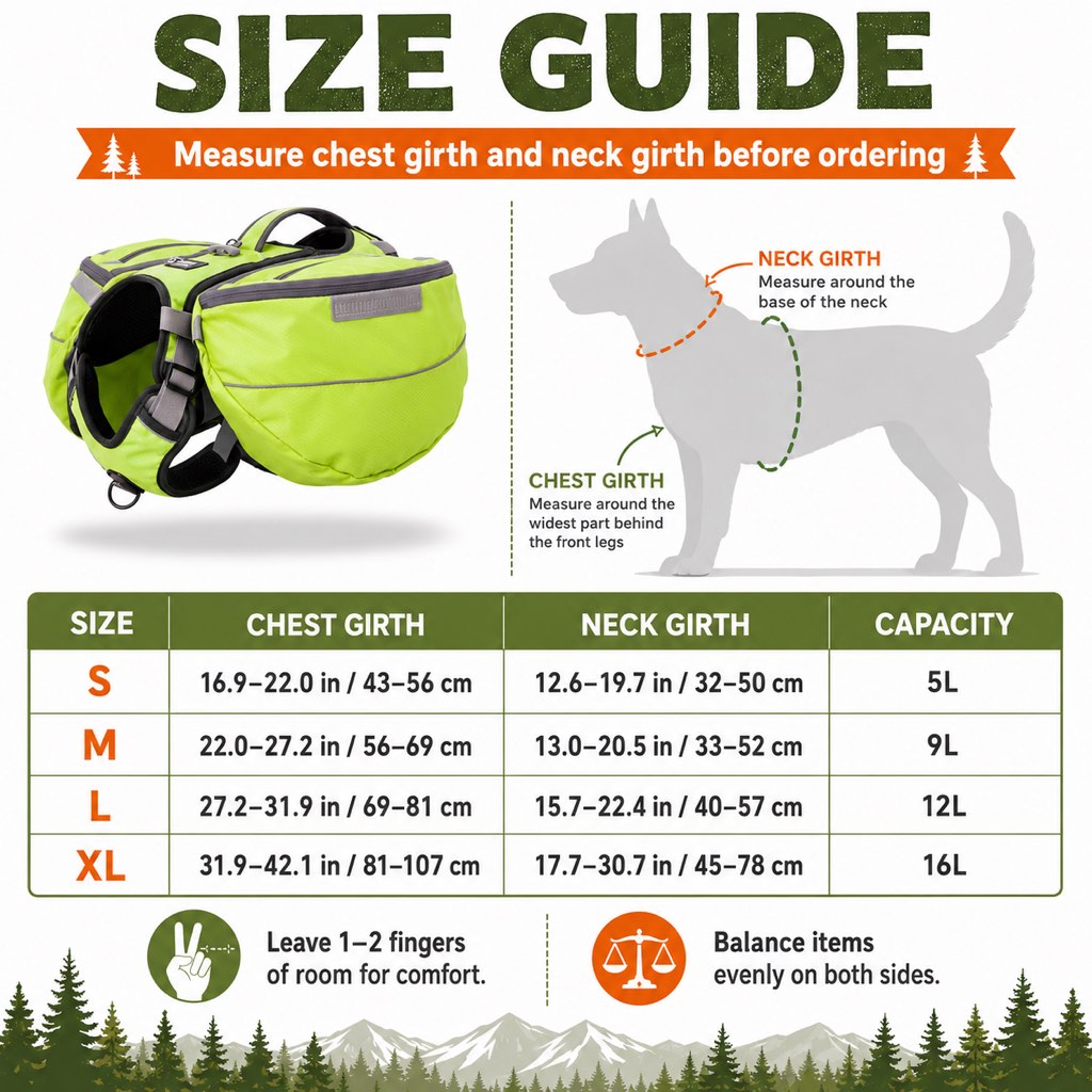 Dog Backpack for Hiking, Saddlebag Harness for Camping Trips