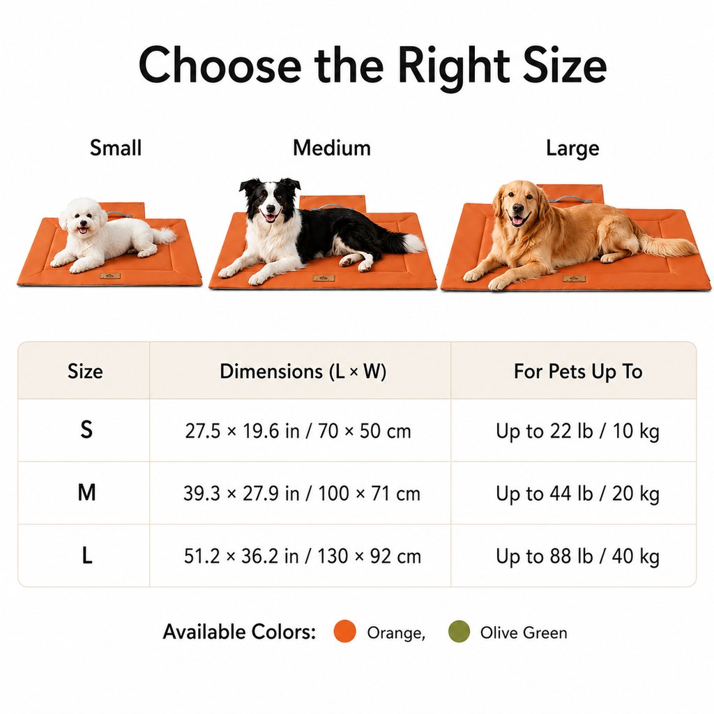 Dog Camping Mat, Waterproof Foldable Travel Bed for Dogs & Cats