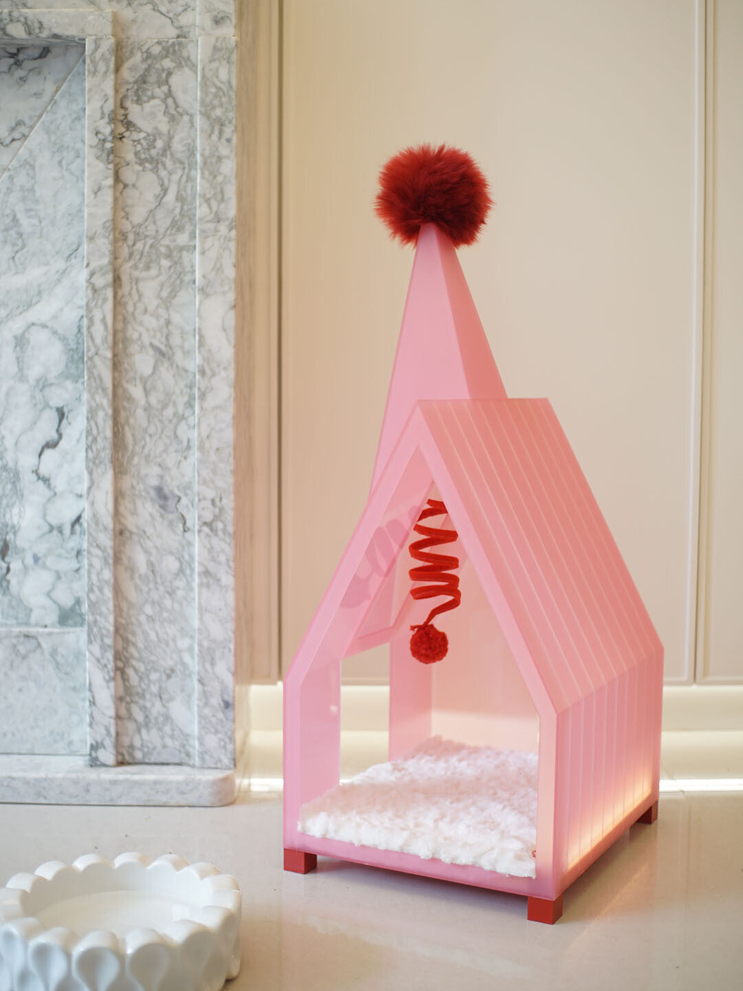 Pink Pet House Cat Bed