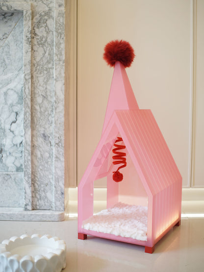 Pink Pet House Cat Bed