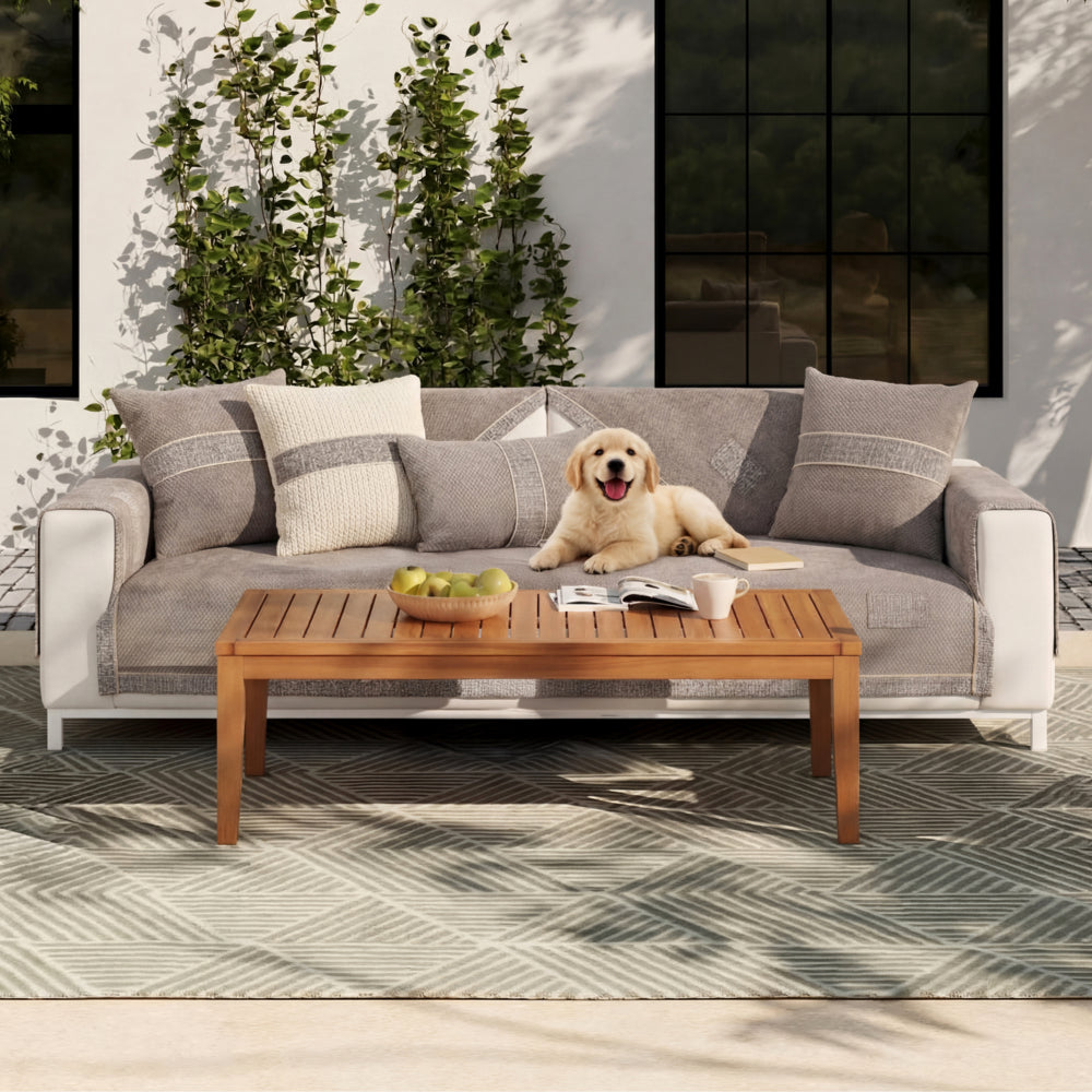 All-Season Modern Tweed Woven Chenille Outdoor Couch Cover with Anti-Slip Backing