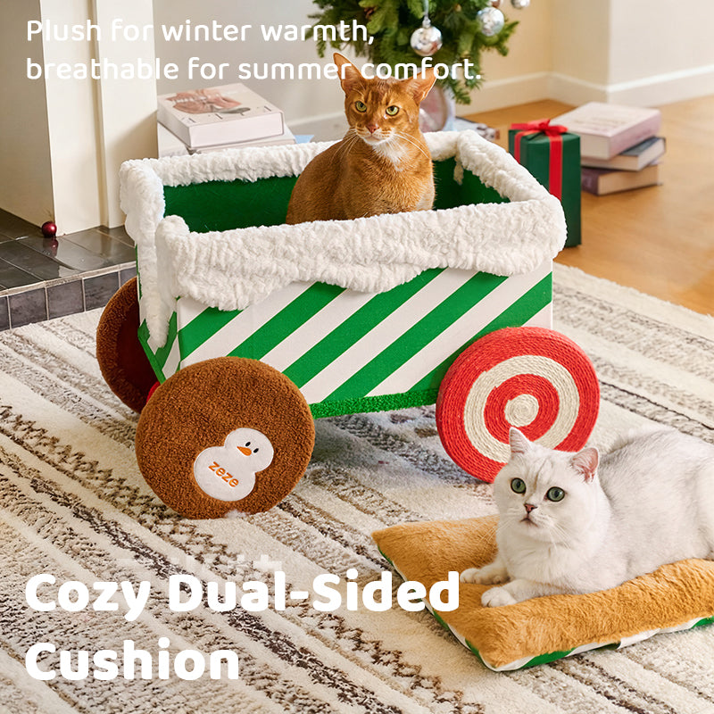 Christmas Reindeer Train Cat Tree