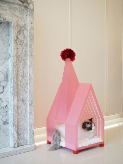Pink Pet House Cat Bed