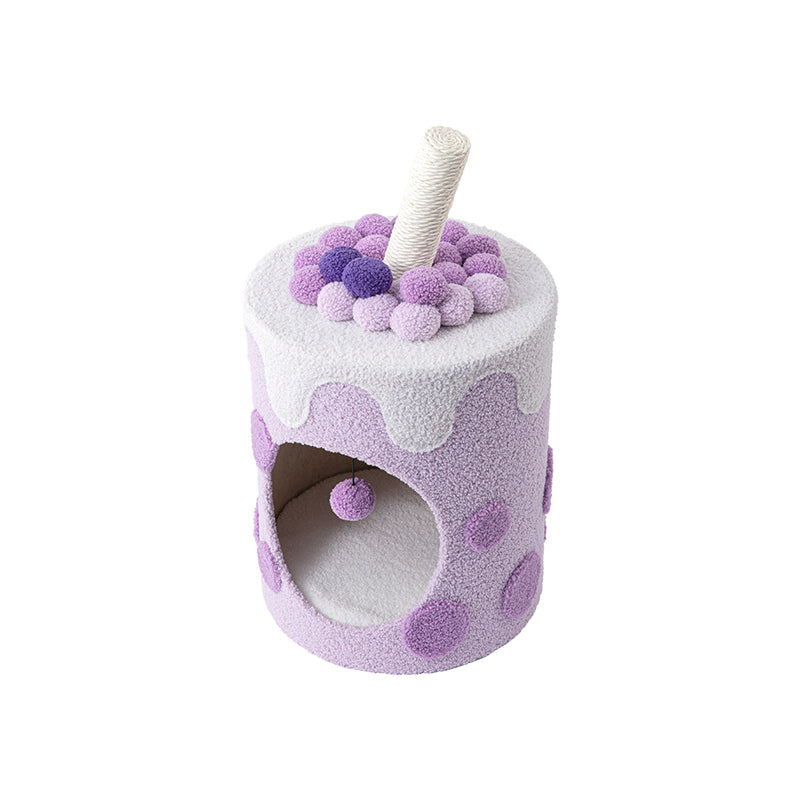 Cat Tree with Swiss Roll Bed & Milk Tea Barrel
