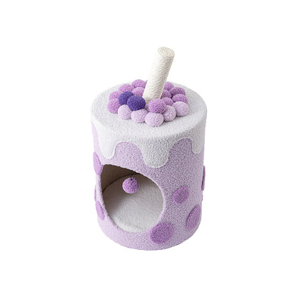 Cat Tree with Swiss Roll Bed & Milk Tea Barrel