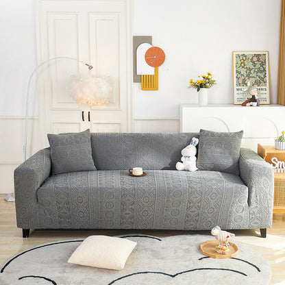 Bohemian Jacquard Stretch Sofa Cover – Full-Cover, Non-Slip Protector with Pillowcase