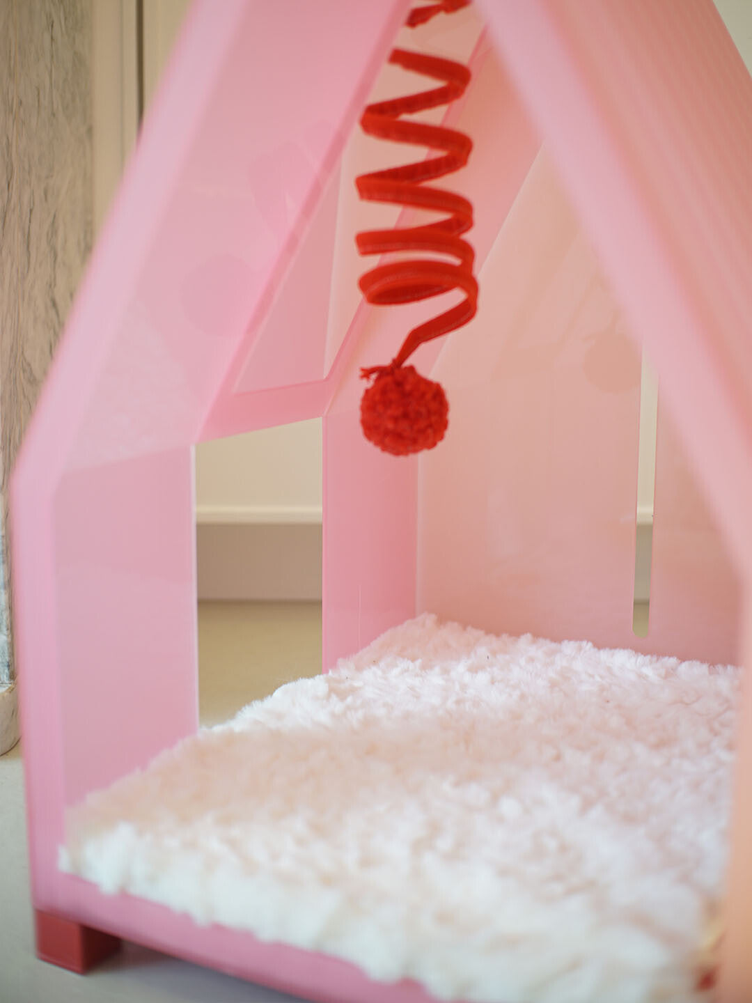Pink Pet House Cat Bed