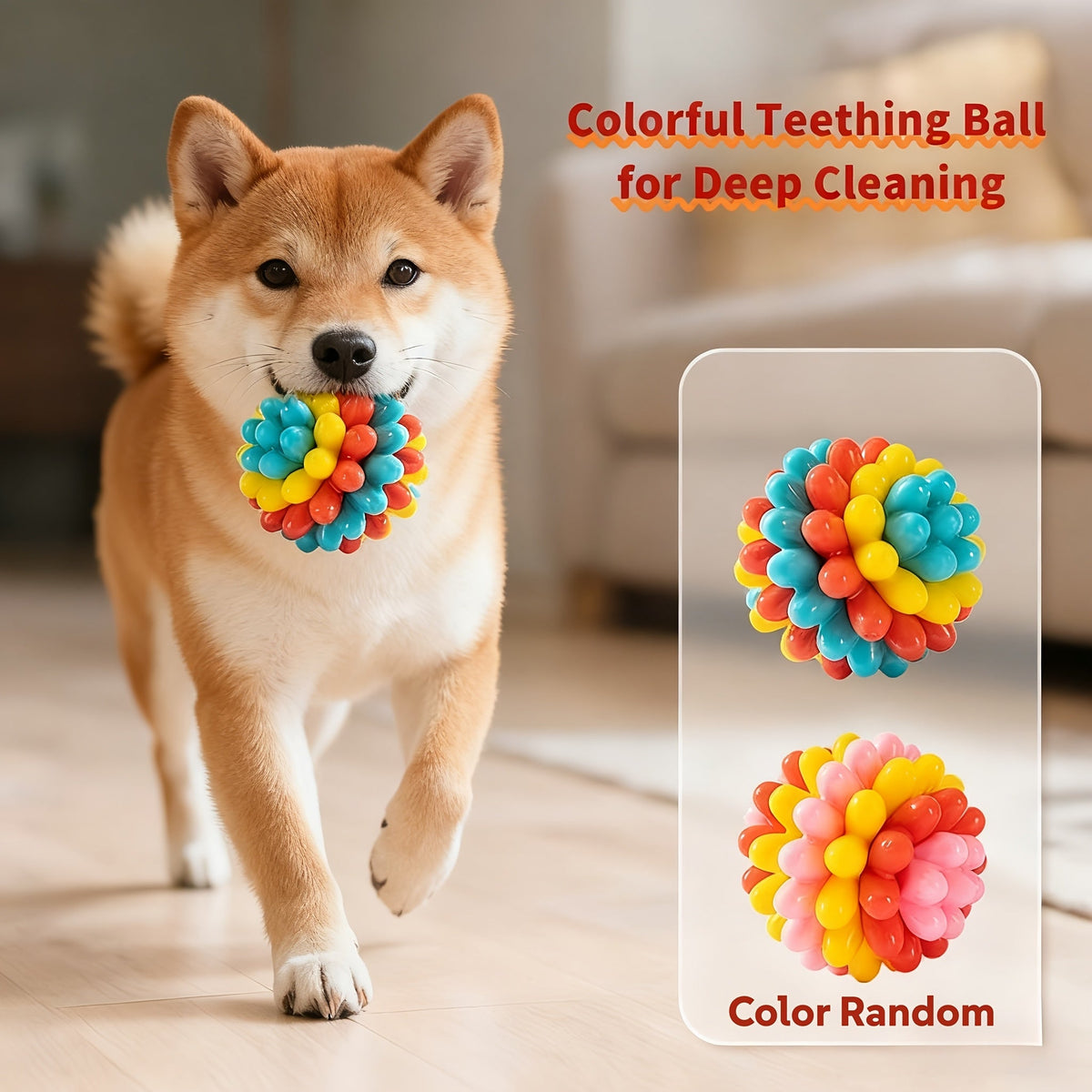 Dog Dental Chew Ball Toy – Rubber Teething & Teeth Cleaning Toy for Dogs