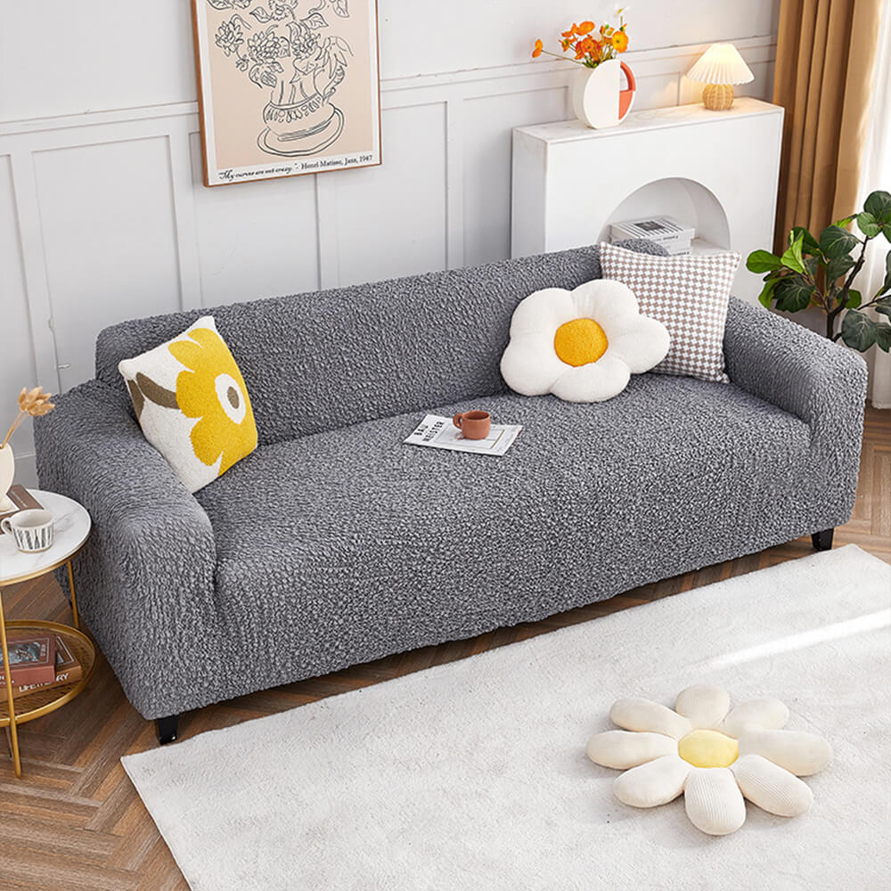 All-Season Cloud-Bubble Textured Stretch Couch Cover with Full Coverage
