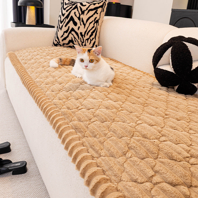 Snow Velvet - Light Brown plush couch cover