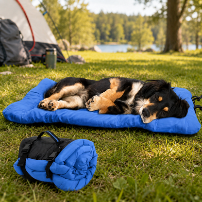 Portable Dog Bed for Camping & Car Travel, Roll-Up Mat
