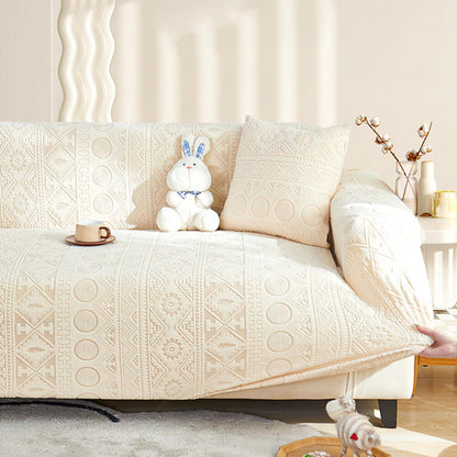 Bohemian Jacquard Stretch Sofa Cover – Full-Cover, Non-Slip Protector with Pillowcase