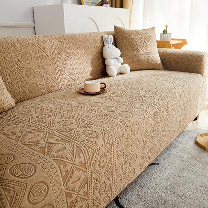 Bohemian Jacquard Stretch Sofa Cover – Full-Cover, Non-Slip Protector with Pillowcase