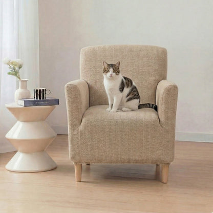 Herringbone Full-Coverage Armchair Protector – Soft, Scratch-Resistant Sofa Cover with Elastic Fit