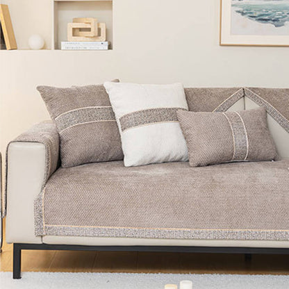 All-Season Modern Tweed Woven Chenille Couch Cover with Anti-Slip Backing