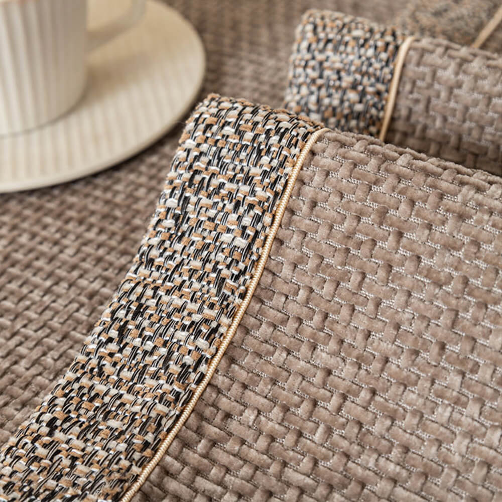 All-Season Modern Tweed Woven Chenille Couch Cover with Anti-Slip Backing