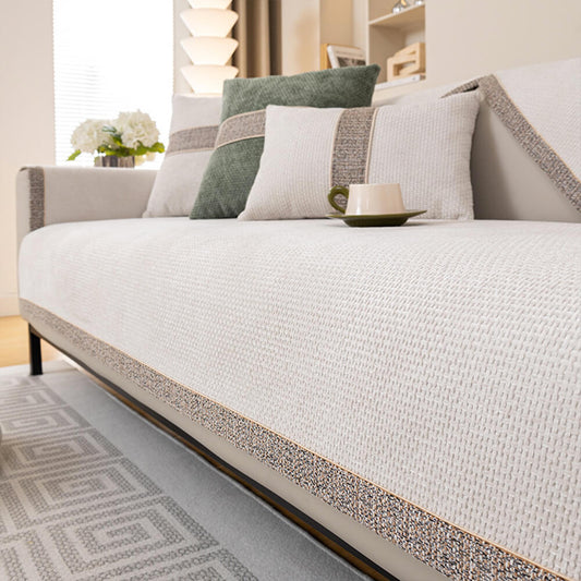All-Season Modern Tweed Woven Chenille Couch Cover with Anti-Slip Backing