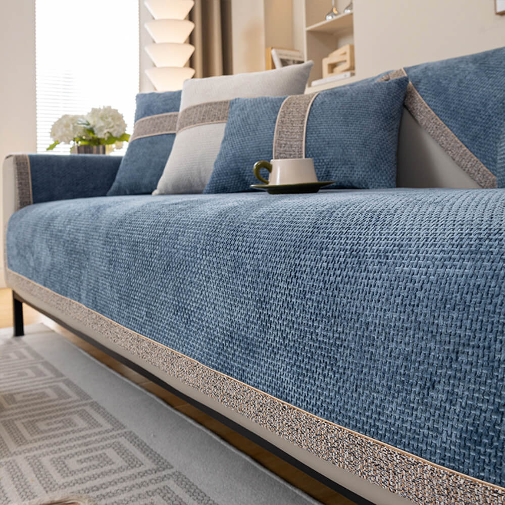 All-Season Modern Tweed Woven Chenille Couch Cover with Anti-Slip Backing