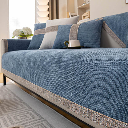 All-Season Modern Tweed Woven Chenille Couch Cover with Anti-Slip Backing