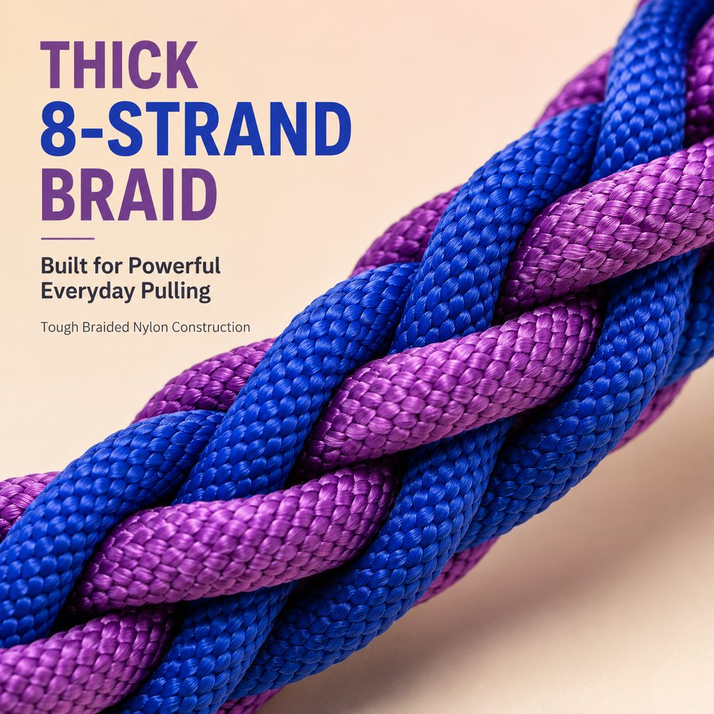 Dog Leash for Strong Pullers, Braided with Chain Control Collar