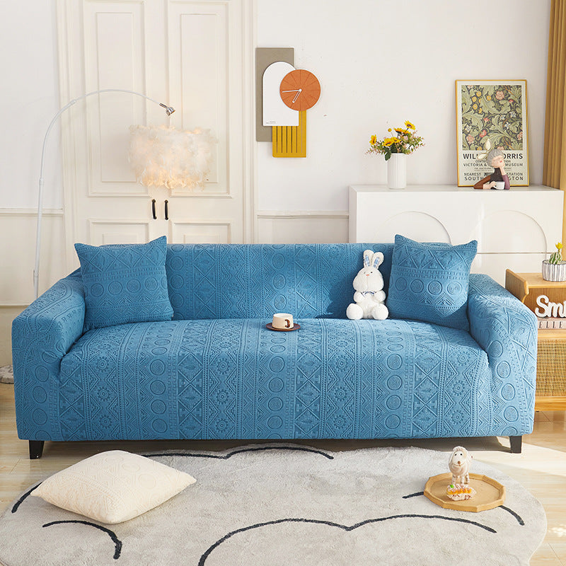 Bohemian Jacquard Stretch Sofa Cover – Full-Cover, Non-Slip Protector with Pillowcase