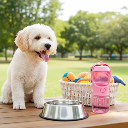2-in-1 Portable Dog Water Bottle | Travel Hydration & Food Dispenser