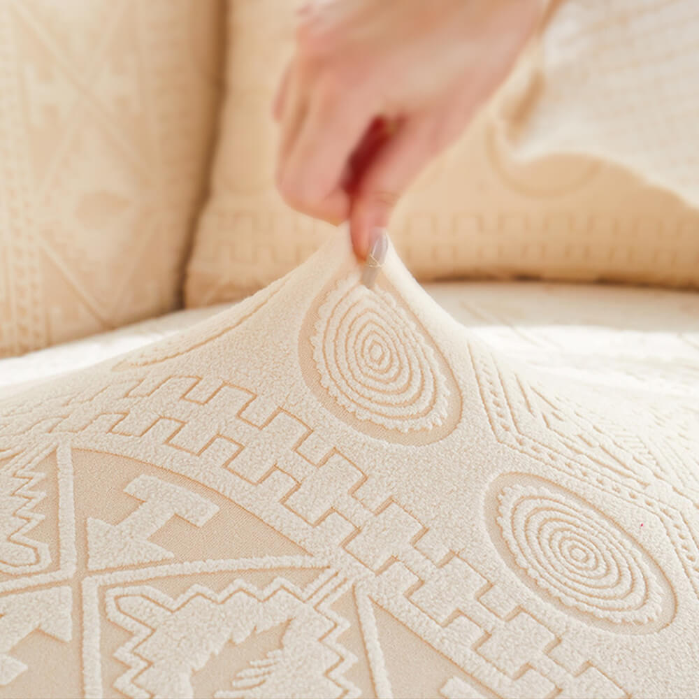 Bohemian Jacquard Stretch Sofa Cover – Full-Cover, Non-Slip Protector with Pillowcase