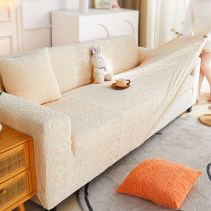 Bohemian Jacquard Stretch Sofa Cover – Full-Cover, Non-Slip Protector with Pillowcase