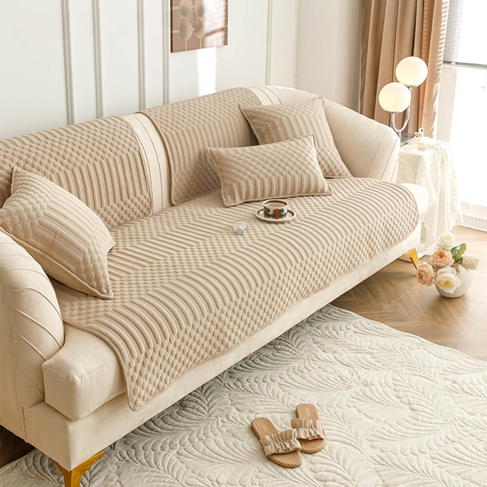 Cozy Plush Vintage-Style Non-Slip Couch Cover