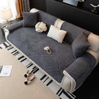 All-Season Nordic-Style Carved Plush Outdoor Couch Cover with Non-Slip Backing - Decorative & Durable