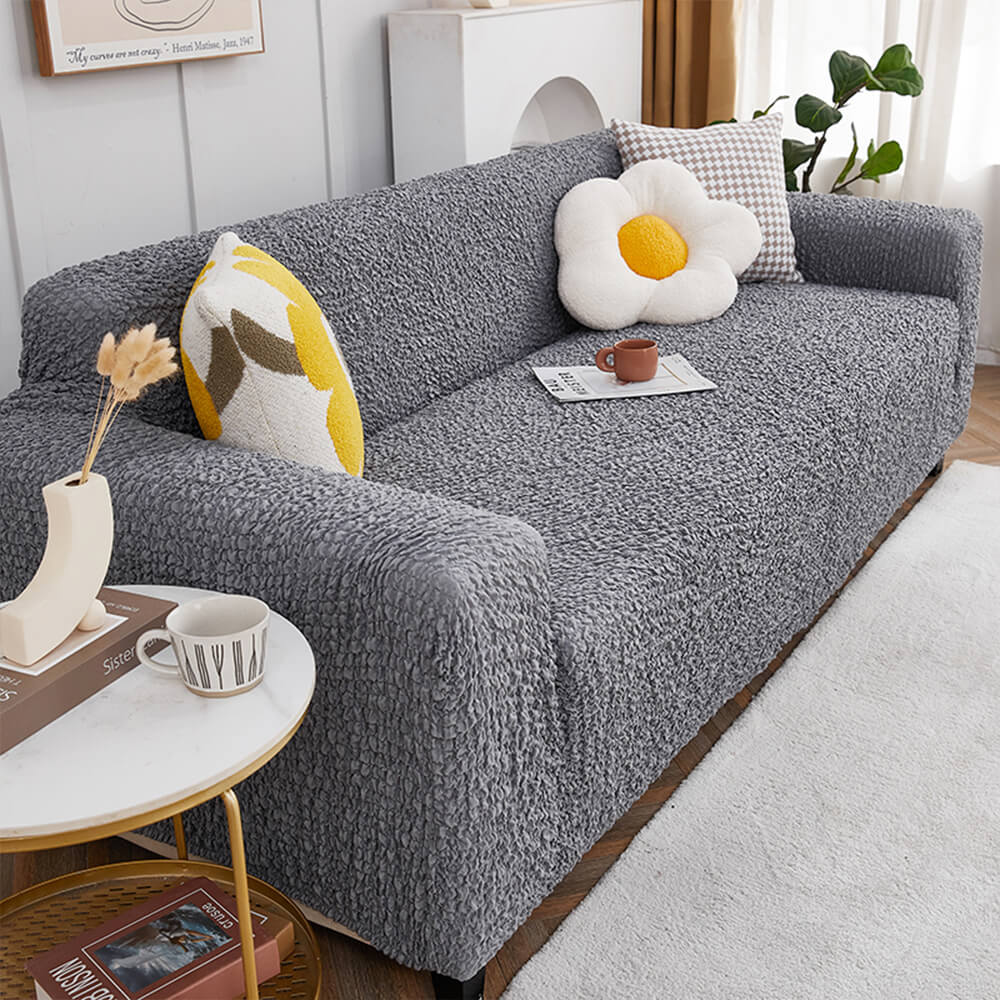 All-Season Cloud-Bubble Textured Stretch Couch Cover with Full Coverage
