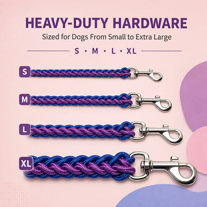 Dog Leash for Strong Pullers, Braided with Chain Control Collar