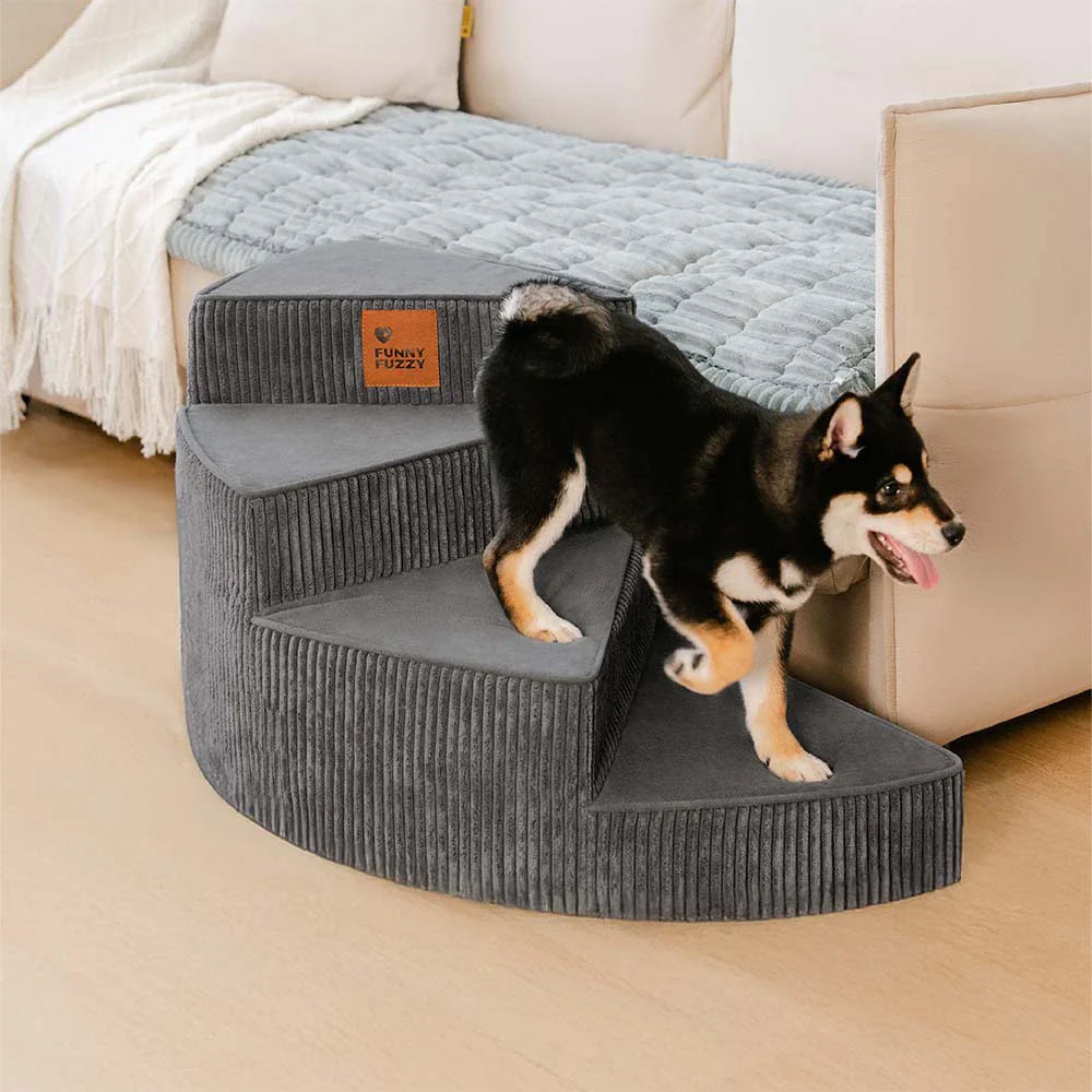 CreamyStep Cozy Corduroy Spiral Pet Stairs — Removable, Joint-Friendly, Easy Access for Pets