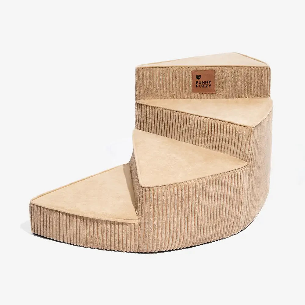 CreamyStep Cozy Corduroy Spiral Pet Stairs — Removable, Joint-Friendly, Easy Access for Pets