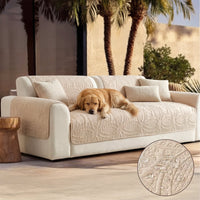 All-Season Water-Repellent Brushed Fabric Outdoor Couch Cover - Breathable & Non-Slip