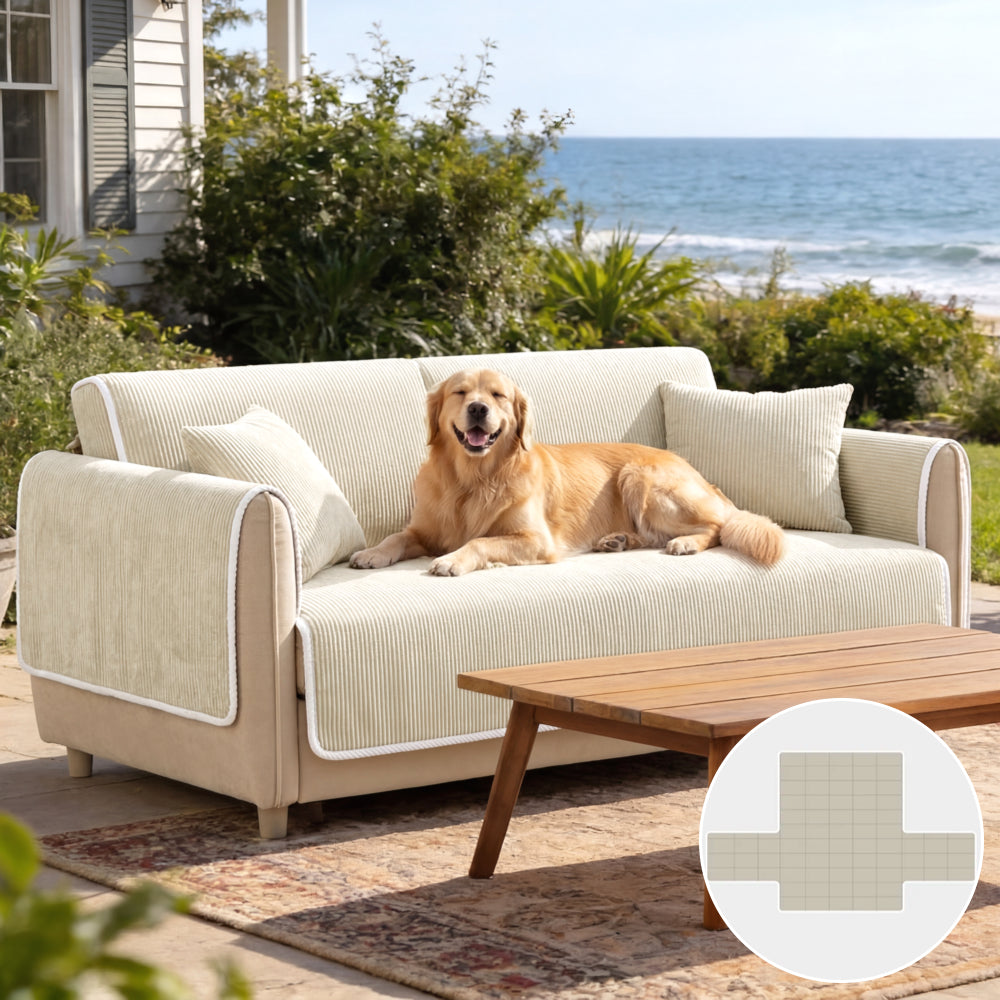 All-Season Anti-Slip Striped Pet Rug with Armrest — Furniture Protector & Outdoor Couch Cover to Keep Pets Calm and Still