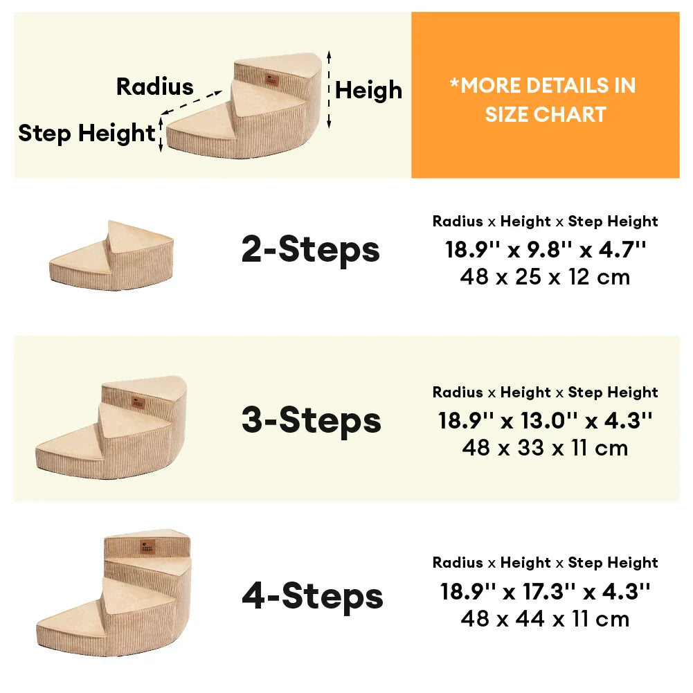 CreamyStep Cozy Corduroy Spiral Pet Stairs — Removable, Joint-Friendly, Easy Access for Pets