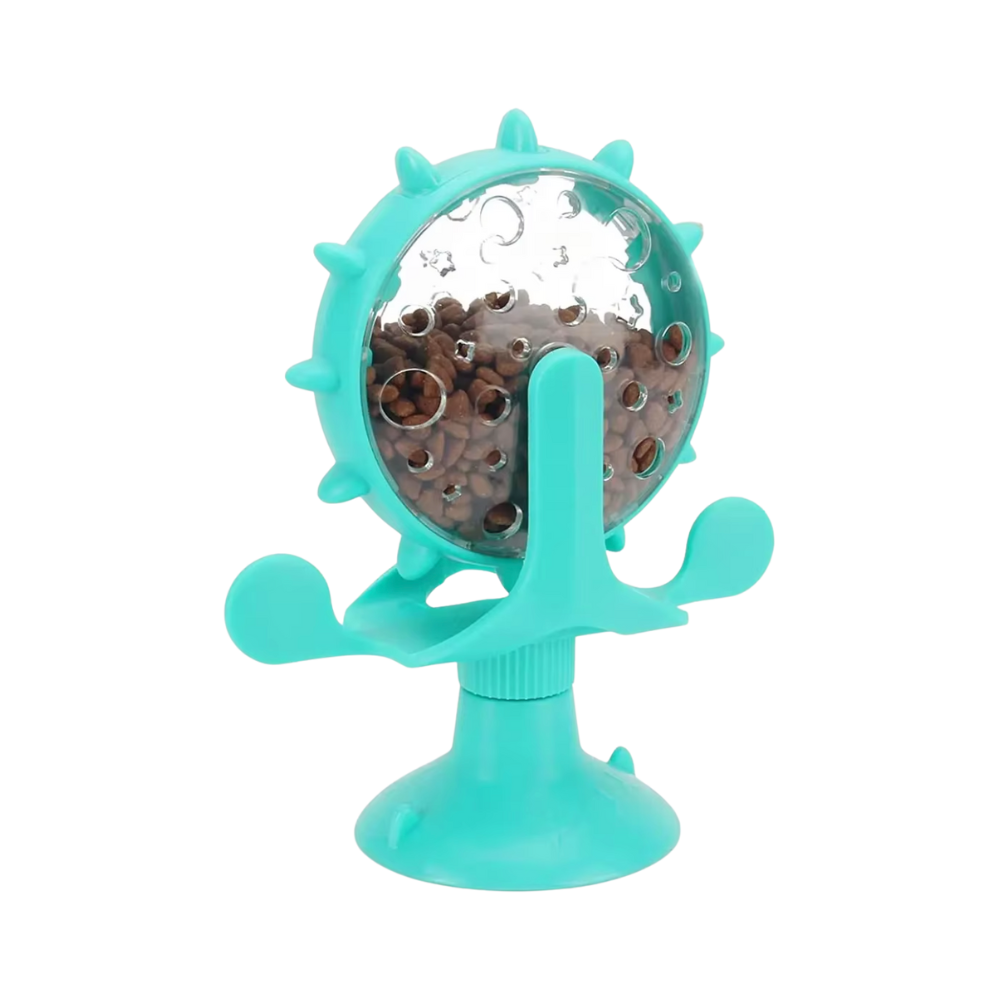 Interactive Spinning Treat Dispenser Toy with Suction Base — Slow-Feeder for Dogs & Cats