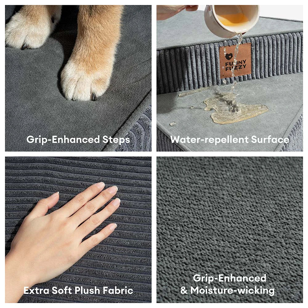 CreamyStep Cozy Corduroy Spiral Pet Stairs — Removable, Joint-Friendly, Easy Access for Pets