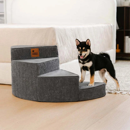 CreamyStep Cozy Corduroy Spiral Pet Stairs — Removable, Joint-Friendly, Easy Access for Pets