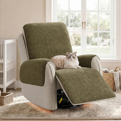 One-Piece Chenille Recliner Chair Cover - Scratch-Resistant, Durable, Water-Repellent & Non-Slip