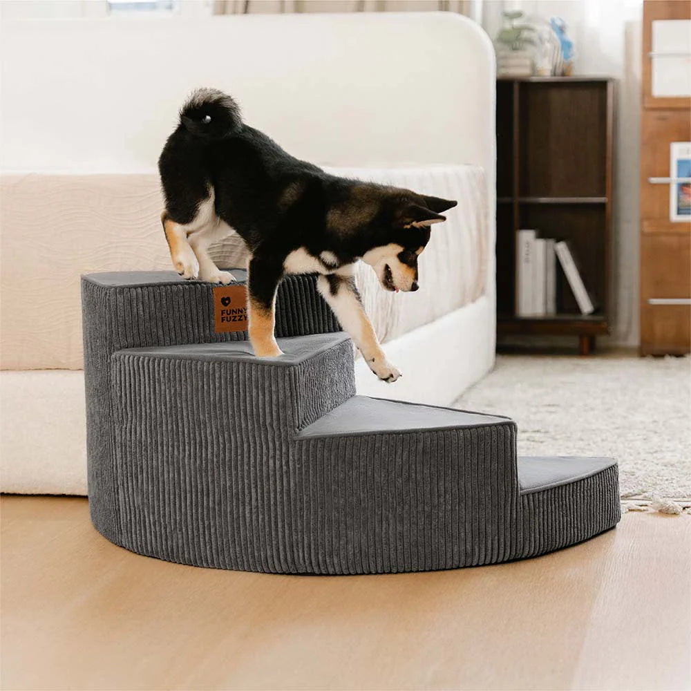 CreamyStep Cozy Corduroy Spiral Pet Stairs — Removable, Joint-Friendly, Easy Access for Pets